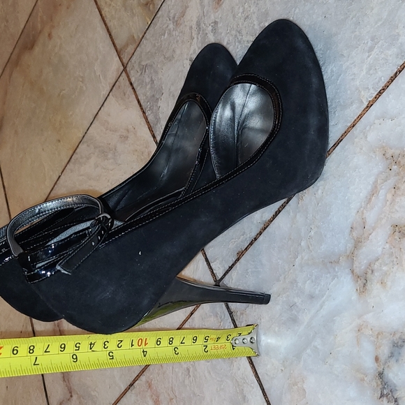 Guess Black Ankle Strap Suede Heels - Picture 3 of 5